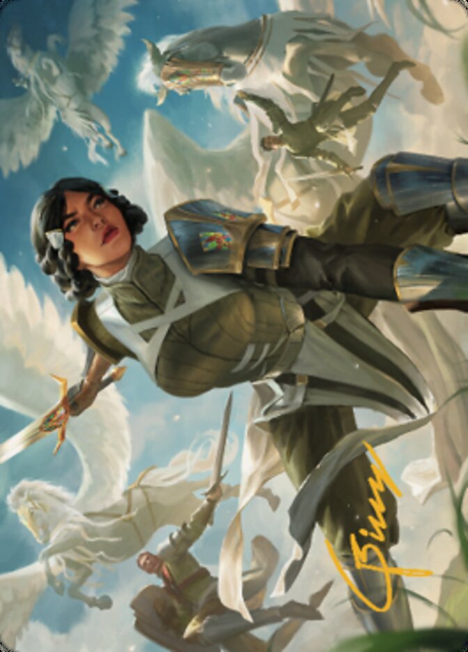 Arte de refuerzos decididos (firma estampada en oro) [Serie de arte Dominaria United] 