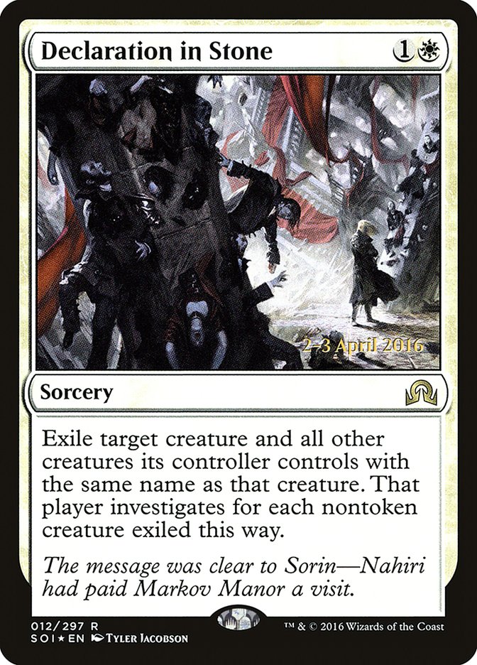 Declaración en piedra [Promociones de presentación de Sombras sobre Innistrad] 