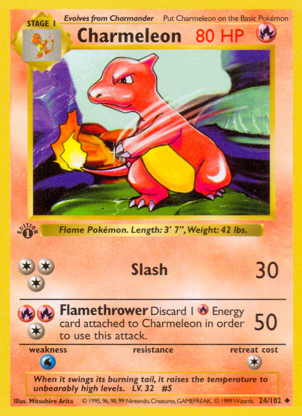 Charmeleon (24/102) (Shadowless) [Conjunto básico 1.ª edición] 