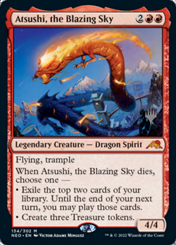 Atsushi, the Blazing Sky (paquete promocional) [Kamigawa: Neon Dynasty Promos] 