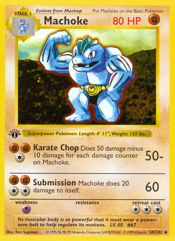 Machoke (34/102) (Shadowless) [Conjunto básico 1.ª edición] 