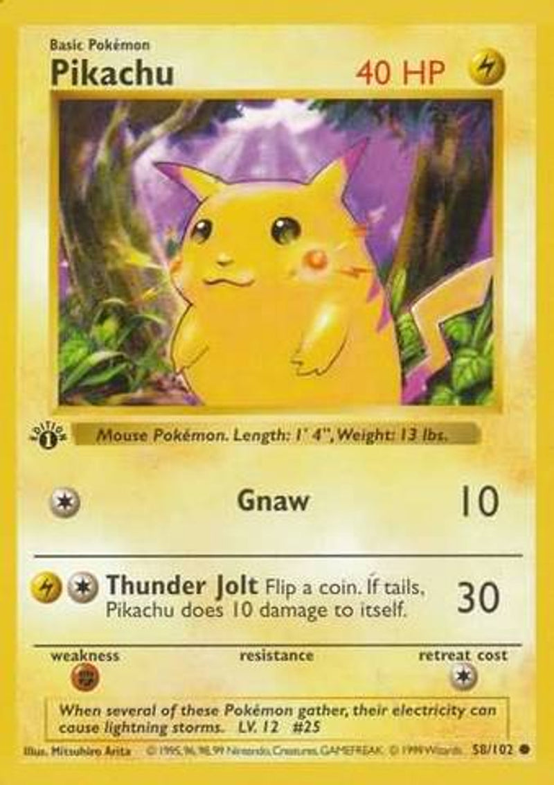 Pikachu (58/102) (Error de impresión de las mejillas rojas) [Conjunto básico 1.ª edición] 