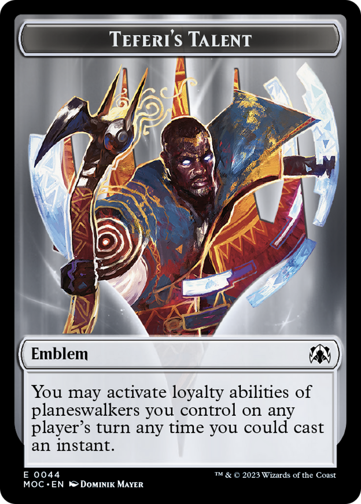 Phyrexian Myr // Ficha de doble cara del emblema del talento de Teferi [Fichas de la Marcha de la Máquina] 