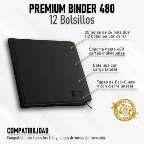 Carpeta Negra Premium - 480 Bolsillos
