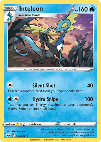 Inteleon (059/202) (Holo de hielo agrietado) (Exclusivo de la baraja temática) [Espada y escudo: conjunto básico] 