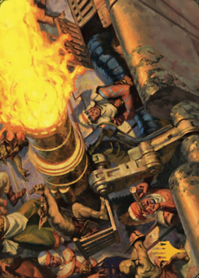Tarjeta artística de Mana Cannons (firma estampada en oro) [Serie de arte Dominaria United] 