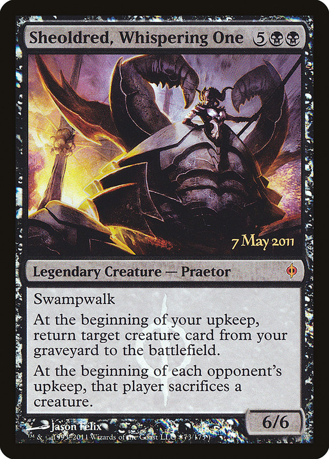 Sheoldred, Whispering One [Nuevas promociones de presentación de Phyrexia] 