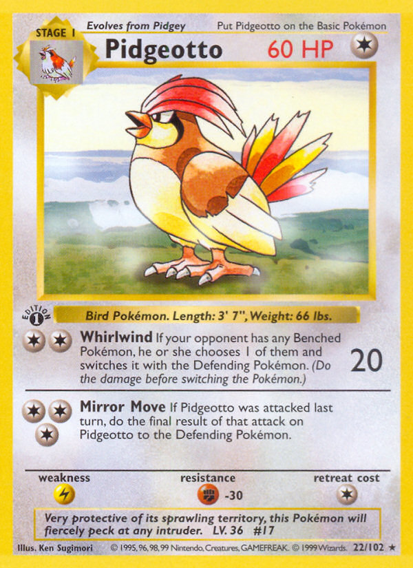 Pidgeotto (22/102) (Shadowless) [Conjunto básico 1.ª edición] 