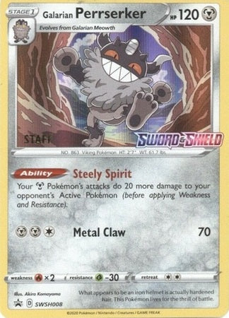 Galarian Perrserker (SWSH008) (Promoción de presentación del personal) [Sword &amp; Shield: Black Star Promos] 