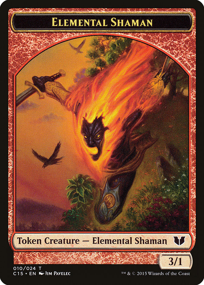 Caballero (004) // Ficha de doble cara de chamán elemental [Fichas Commander 2015] 