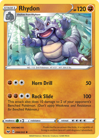 Rhydon (098/202) [Espada y escudo: conjunto básico] 