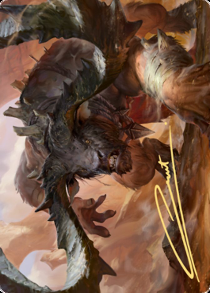 Tarjeta artística Moraug, Furia de Akoum (firma estampada en oro) [Serie artística Zendikar Rising] 
