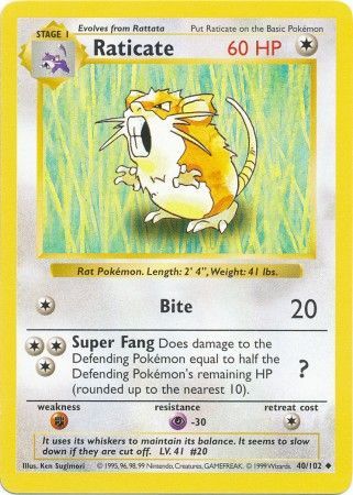 Raticate (40/102) [Conjunto básico Shadowless Unlimited] 