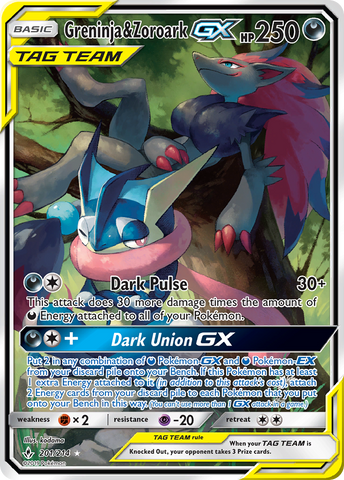 Greninja y Zoroark GX (201/214) [Sol y Luna: Vínculos inquebrantables] 