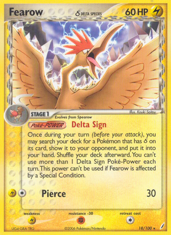 Fearow (18/100) (Especie Delta) [EX: Guardianes de Cristal] 