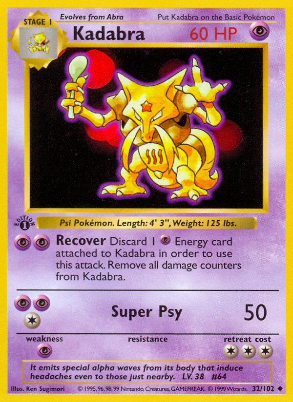 Kadabra (32/102) (Shadowless) [Conjunto básico 1.ª edición] 