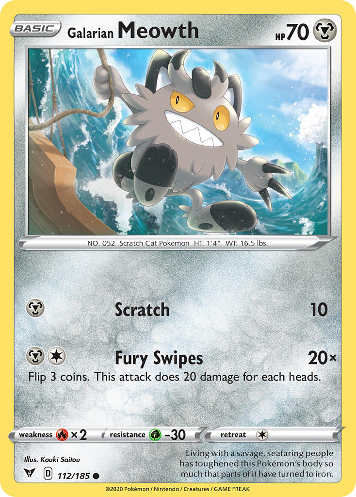 Meowth de Galar (112/185) [Espada y escudo: voltaje vívido] 