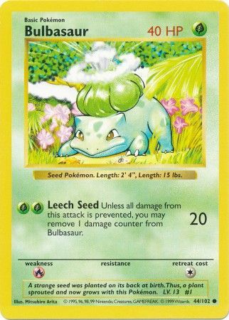 Bulbasaur (44/102) [Conjunto básico Shadowless Unlimited] 