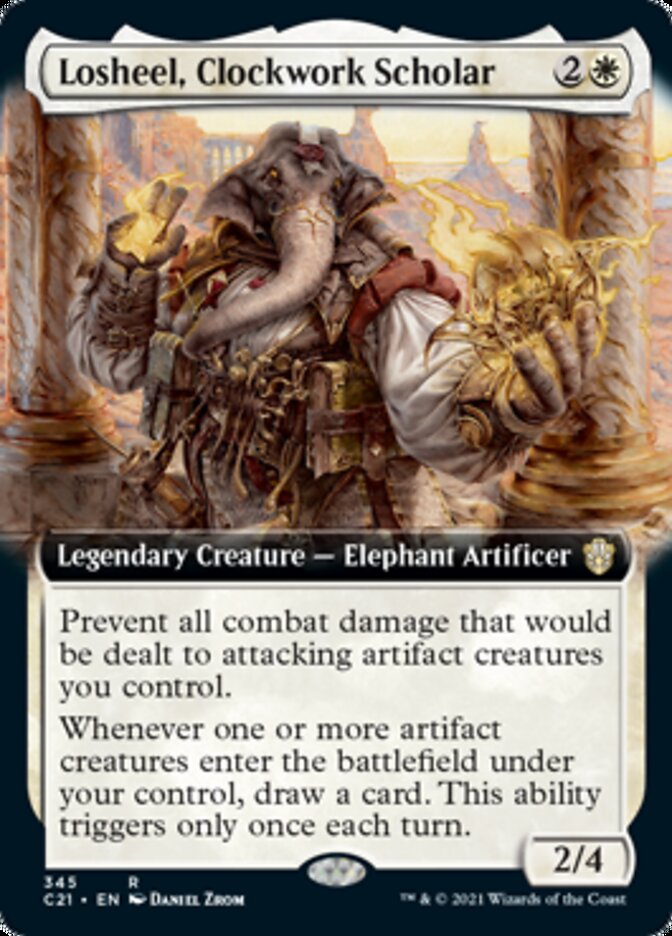 Losheel, Clockwork Scholar (Arte extendido) [Commander 2021] 