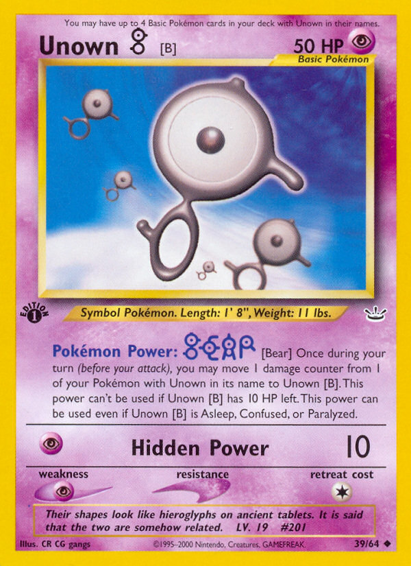 Unown [B] (39/64) [Neo Revelación 1.ª edición] 