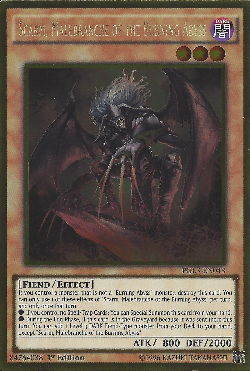 Scarm, Malebranche del Abismo Ardiente [PGL3-EN043] Oro Raro 