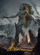 Tarjeta de arte encarnado de Titania, Gaea (firma estampada en oro) [Serie de arte de guerra de los hermanos] 