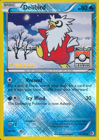 Delibird (38/149) (1er lugar de promoción de liga) [Blanco y negro: límites cruzados] 