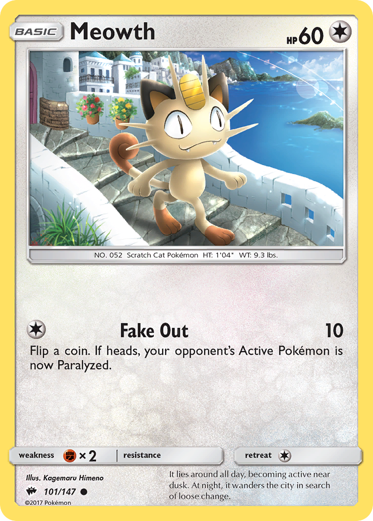 Meowth (101/147) [Sol y Luna: Sombras ardientes] 