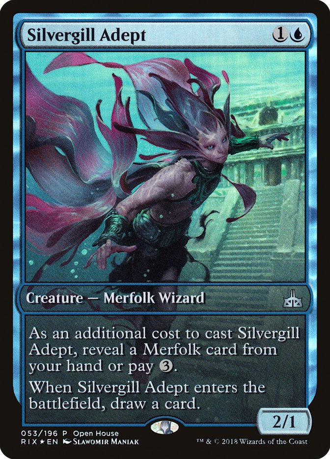 Silvergill Adept (Casa abierta) (Arte extendido) [Rivales de Ixalan Promos] 