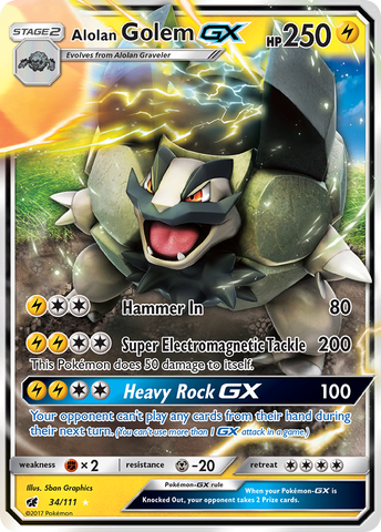 Alolan Golem GX (34/111) [Sol y Luna: Invasión Carmesí] 