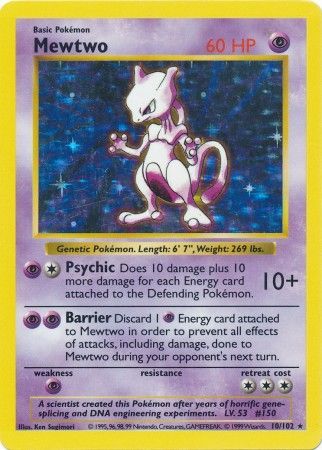 Mewtwo (10/102) [Conjunto básico Shadowless Unlimited] 