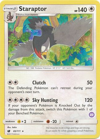 Staraptor (83/111) (Exclusivo de cubierta #22) [Sol y Luna: Kit de entrenador - Alolan Sandslash] 