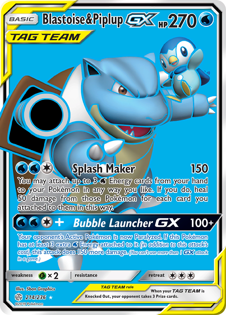 Blastoise y Piplup GX (214/236) [Sol y Luna: Eclipse cósmico] 