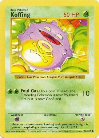 Koffing (51/102) [Conjunto básico Shadowless Unlimited] 