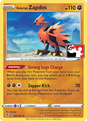 Zapdos de Galar (082/203) [Paquete de premios Serie uno] 