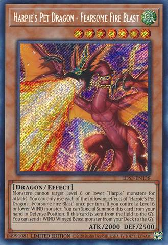 Dragón mascota de Harpie: temible explosión de fuego [LDS3-EN138] Secreto raro 