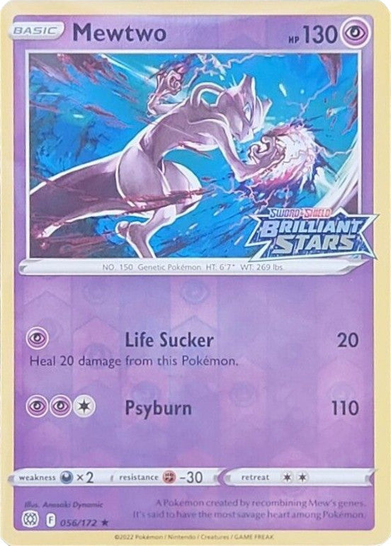 Mewtwo (056/172) (Estrellas Brillantes Estampadas) [Espada y Escudo: Estrellas Brillantes] 