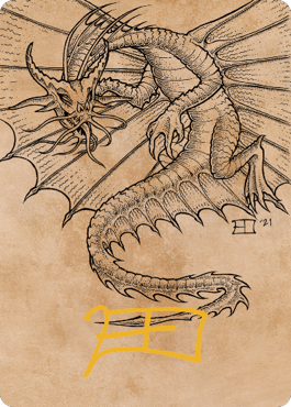 Tarjeta de arte del dragón dorado antiguo (44) (Firma estampada en oro) [Commander Legends: Battle for Baldur's Gate Art Series] 