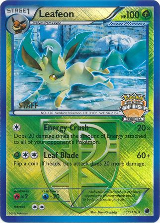 Leafeon (11/116) (Personal de promoción del campeonato regional) [Blanco y negro: Plasma Freeze] 