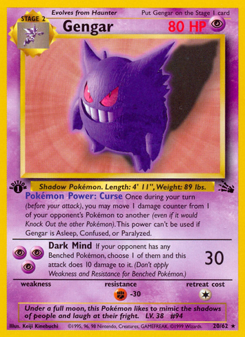 Gengar (20/62) [Fósil 1.ª edición] 