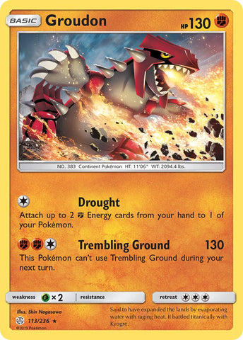 Groudon (113/236) (Holo de hielo agrietado) (Exclusivo de la cubierta temática) [Sol y Luna: Eclipse cósmico] 
