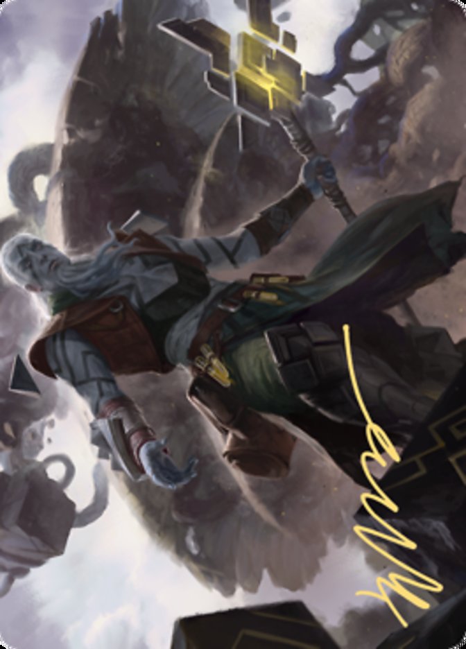 Tarjeta artística de Orah, Hierofante Skyclave (firma estampada en oro) [Serie de arte Zendikar Rising] 