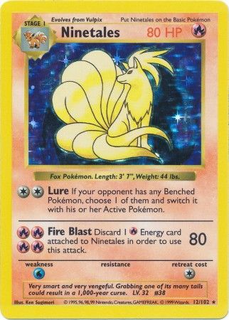 Ninetales (12/102) [Conjunto básico Shadowless Unlimited] 