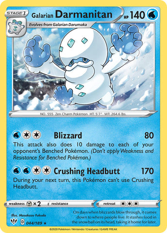 Galarian Darmanitan (044/189) (Holo de hielo agrietado) (Exclusivo de la baraja temática) [Espada y escudo: Oscuridad en llamas] 