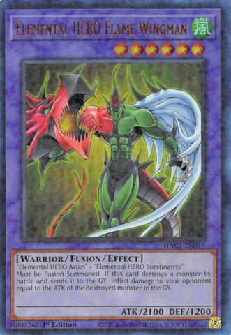Elemental HERO Flame Wingman (Duel Terminal) [HAC1-EN019] Paralelo Raro 