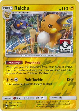 Raichu (41/147) (Promoción de liga, 1er lugar) [Sol y luna: Sombras ardientes] 