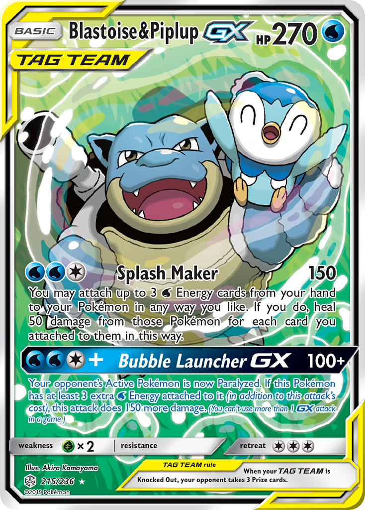 Blastoise y Piplup GX (215/236) [Sol y Luna: Eclipse cósmico] 