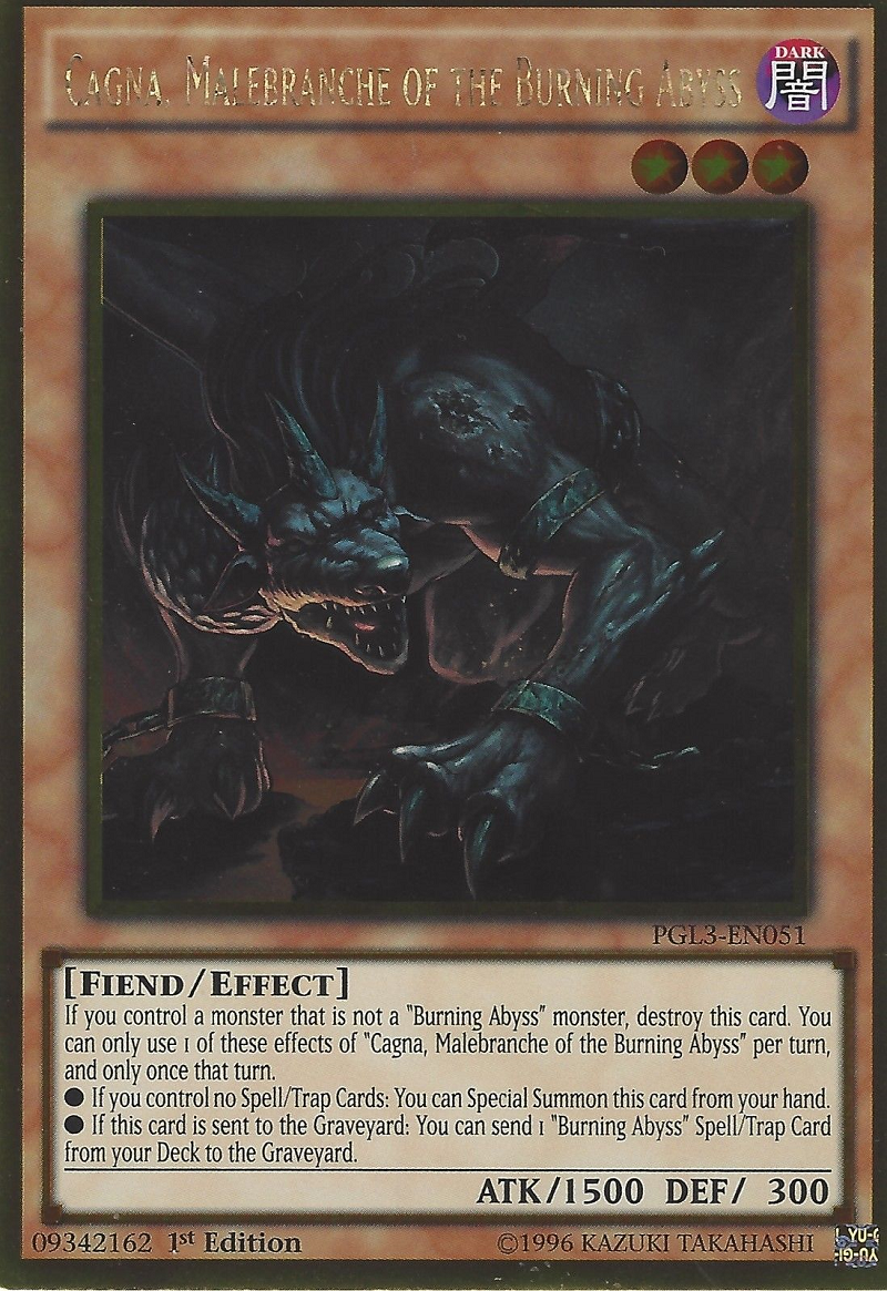 Cagna, Malebranche del Abismo Ardiente [PGL3-EN051] Oro Raro 