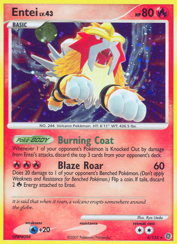 Entei (4/132) (Holo de hielo agrietado) [Diamond &amp; Pearl: Secret Wonders] 