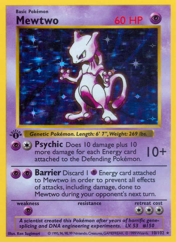 Mewtwo (10/102) (Shadowless) [Conjunto básico 1.ª edición] 